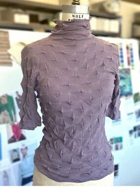 NWT Margaret O'Leary Origami Knit Elbow T-Neck L (orig $235)